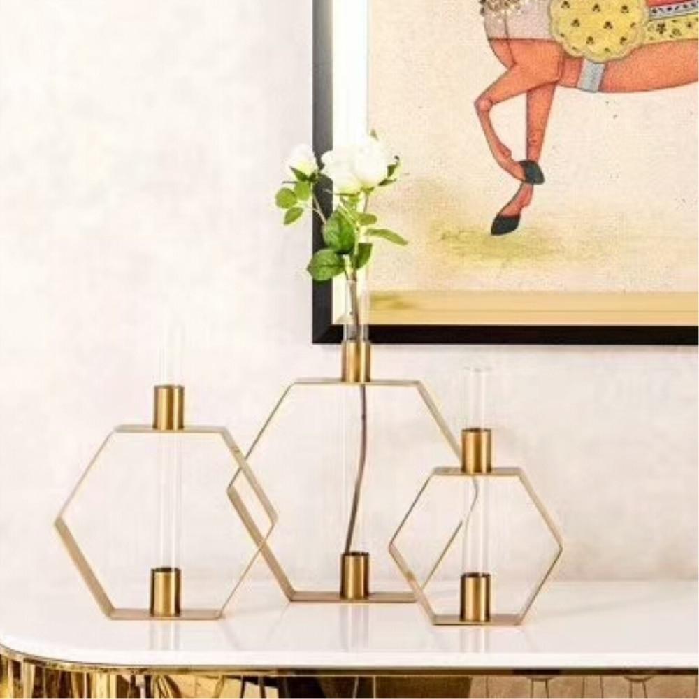 Metal Hexagonal Vases - Nordic Side - 