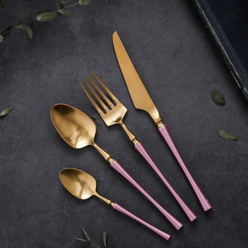 Pink Metal Antique Style Cutlery - Nordic Side - 