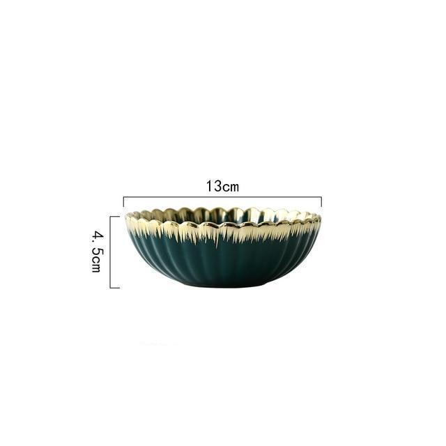 Green with Gold Rim Dinnerware - Nordic Side - 