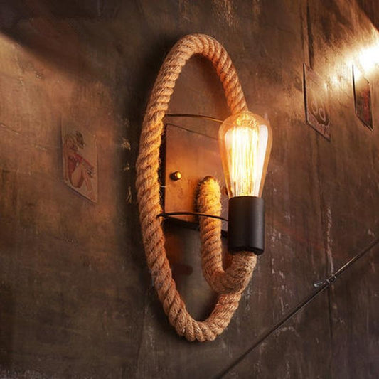 Clove - Round Rope Wrap Wall Lamp - Nordic Side - 07-29, best-selling-lights, industrial, lamp, light, lighting, lighting-tag, modern-lighting, vintage-light, wall-lamp