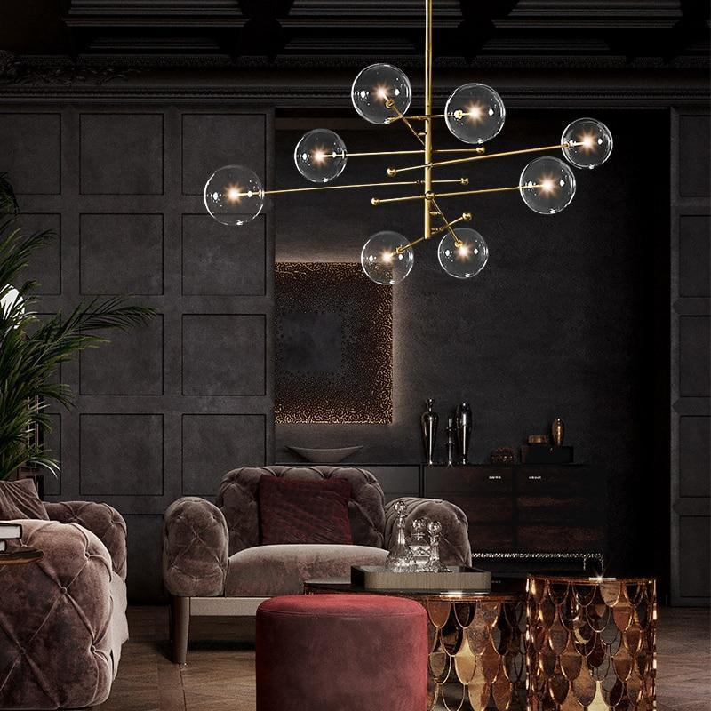 Modern Gold Chandelier with Glass - Nordic Side - 