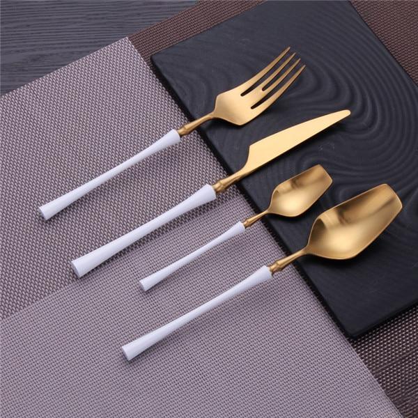 Stainless Steel Golden Cutlery - Nordic Side - diningroom, kitchen