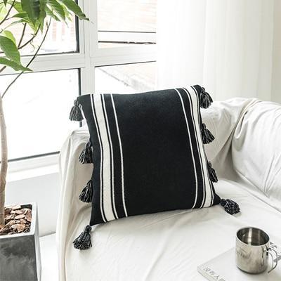 Black and White Knitted Cushion Cover - Nordic Side - 