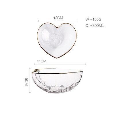 Heart Glass Tableware with Gold Rim - Nordic Side - 