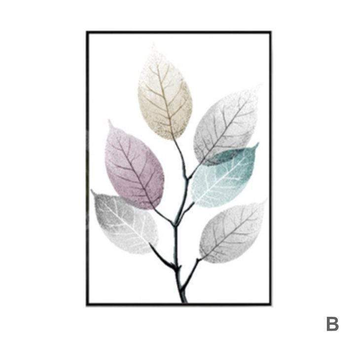 Color Splash Leaf Canvas - Nordic Side - art