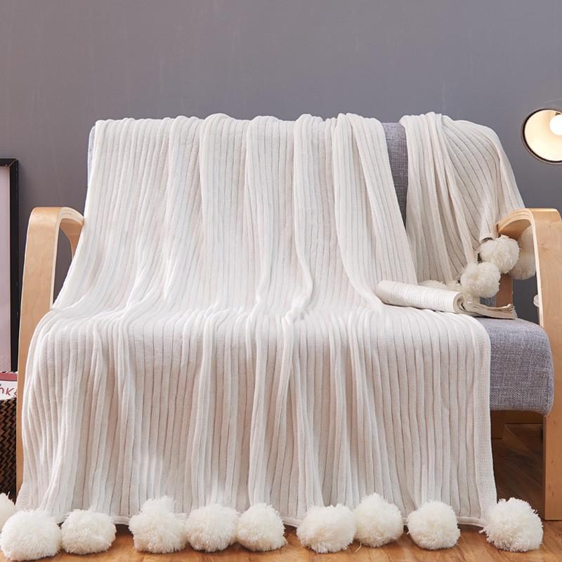 Pom Pom Bed Sofa Throw Blanket - Nordic Side - 