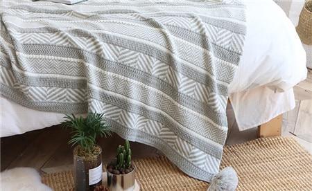 Geometric Grey White Throw Blanket - Nordic Side - New