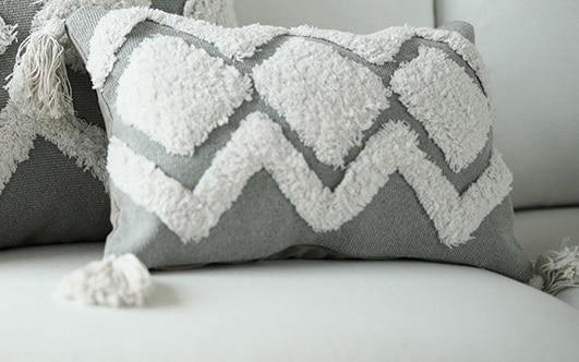 Moroccan Tufted Tassel Cushion Cover - Nordic Side - 