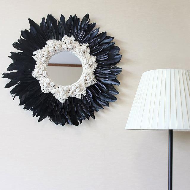 Blooming Feather Mirror - Nordic Side - Decor, MacramÃ©, not-hanger, Wall Hanging