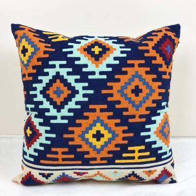 Geometric Embroidered Canvas Cushion Cover - Nordic Side - 