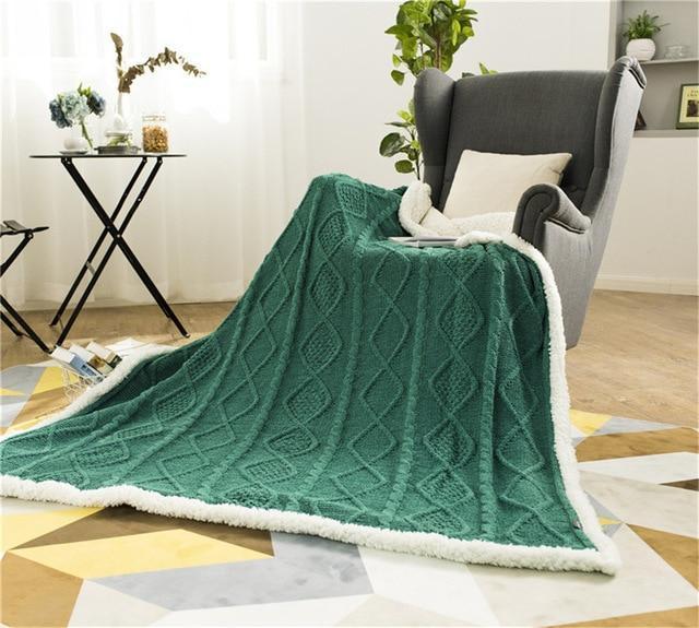 Chenille Lambs Throw Blanket - Nordic Side - 