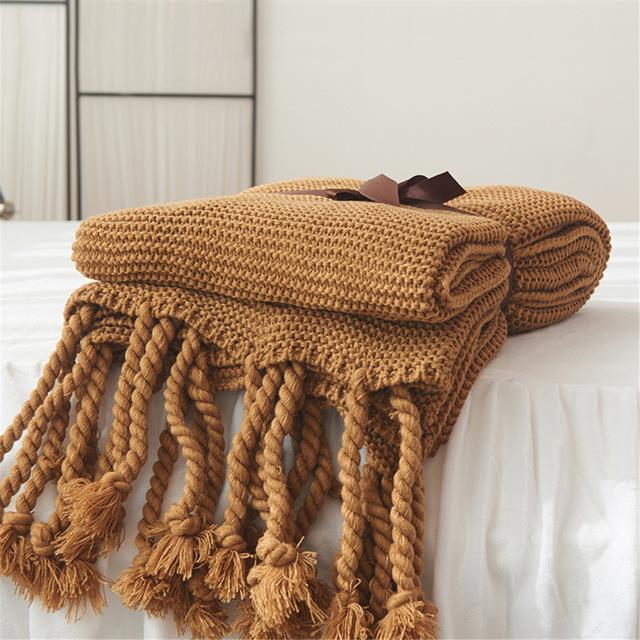 Chunky Tassel Blanket - Nordic Side - Bedroom, Blanket, Cozy, Living Room, not-hanger