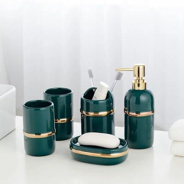 Gold Ring Bathroom Accessories Set - Nordic Side - bath, bathroom accessories