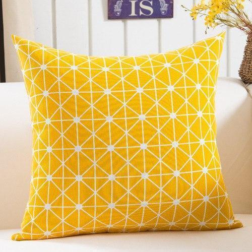 Graphical Yellow Cushion - Nordic Side - bis-hidden, home decor, throw pillow
