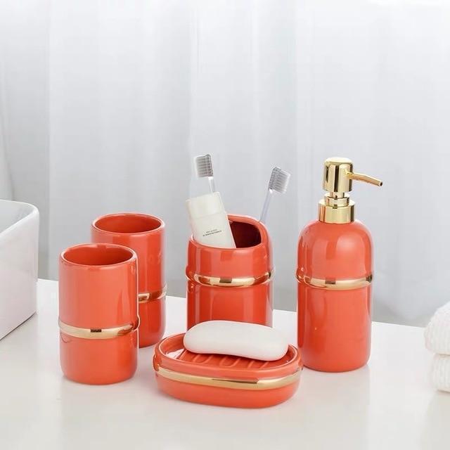 Gold Ring Bathroom Accessories Set - Nordic Side - bath, bathroom accessories