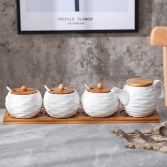 Portia - Seasoning Porcelain Kitchen Jar - Nordic Side - KITCHEN & DINING, KITCHENWARE